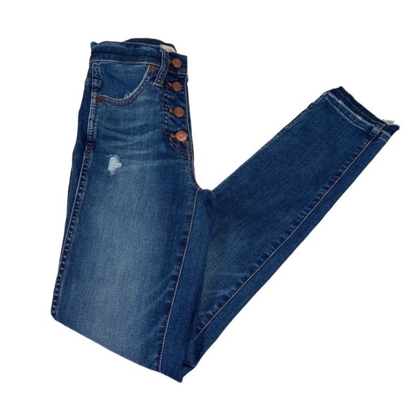 Madewell 10" High-Rise Button Fly Skinny Jeans in Dewitt Wash Size 23 - Picture 3 of 6
